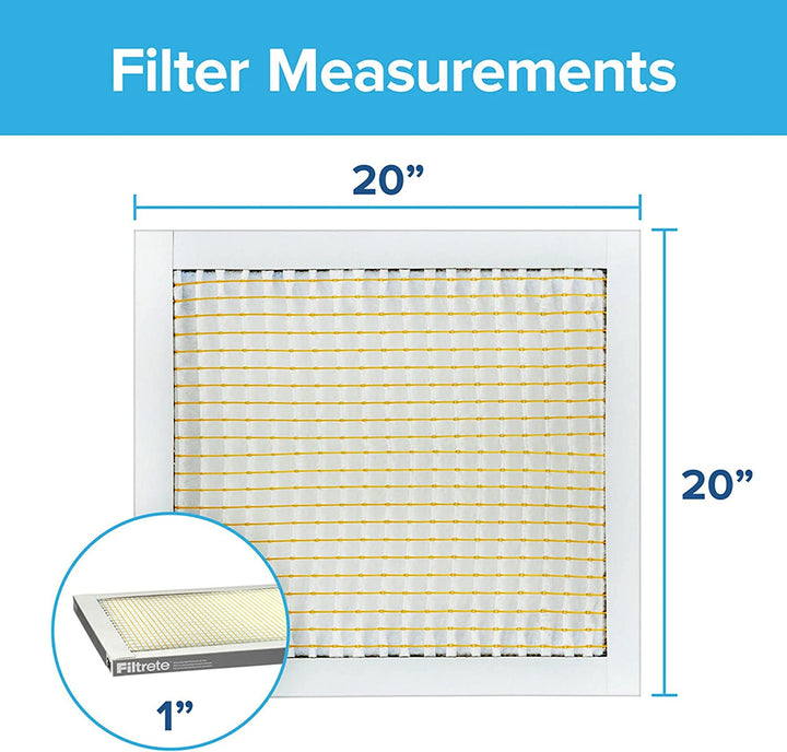 Filtrete 20X20X1 Air Filter MPR 300 MERV 5, Clean Living Basic Dust Furnace Filter Furnace Filter, 6-Pack (Exact Dimensions 19.69X19.69X0.81)