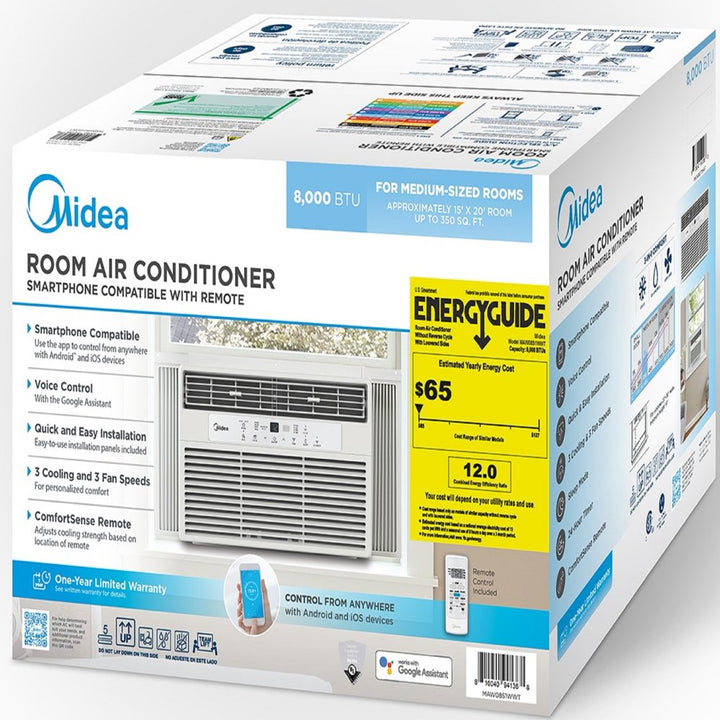 8,000 BTU 115V Smart Window Air Conditioner with Comfort Sense Remote, White, MAW08S1WWT