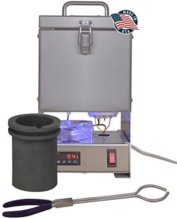 Tabletop Quikmelt 100Oz PRO-100 Stainless Steel Electric Melting Furnace W/Tongs & Crucible for Gold Silver Precious and Non Precious Metal Jewelry Making Foundry Furnace Kiln-120 Volt Metal Smelter