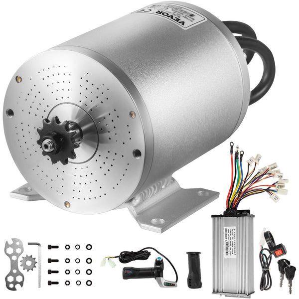 Electric Brushless DC Motor,48V 2000W Brushless Electric Motor,4300 RPM High Speed Motor,W/ 34A Controller and Throttle Grip for Go Kart ATV Electric Scooter Motorcycle Mid Drive Motor