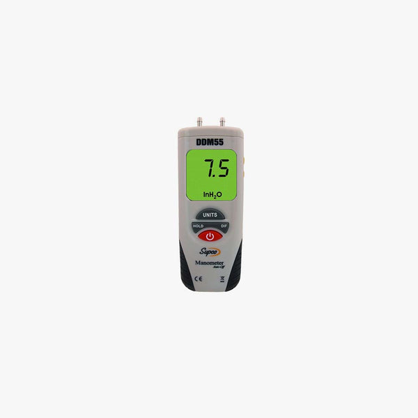 DDM55 Dual Input Digital Differential Manometer with LCD Display, -55 to 55" H20 Measuring Range, 0.01" Resolution, Battery Operated