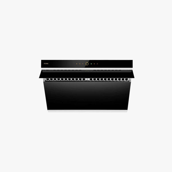 JQG7505 30” Under-Cabinet or Wall-Mount Range Hood | Dual Dc-Motor | Slant Vent Design | Hands Free on and off | Touchscreen with 4 Speed Level | Modern Kitchen Onyx Black Glass