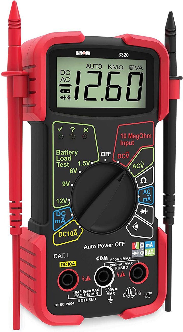 3320 Auto-Ranging Digital Multimeter, Red & Black