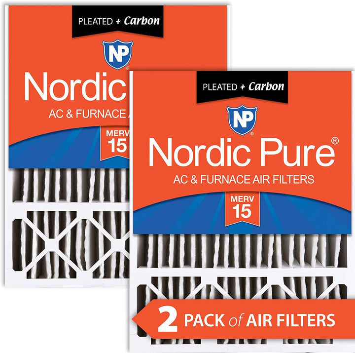 20X25X5 MERV 15 Pleated plus Carbon Honeywell Replacement AC Furnace Air Filters 2 Pack