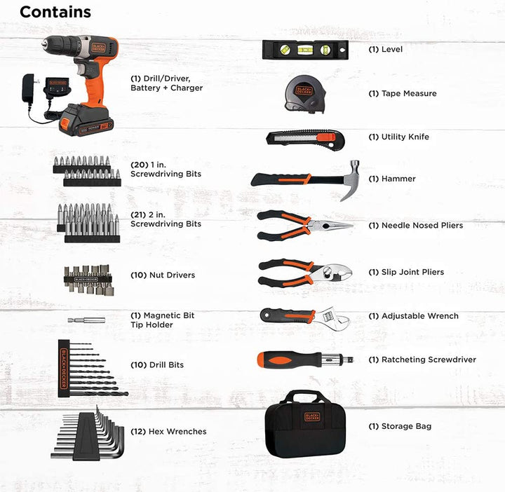 Home Tool Kit with 20V MAX Drill/Driver, 83-Piece (BDPK70284C1AEV)