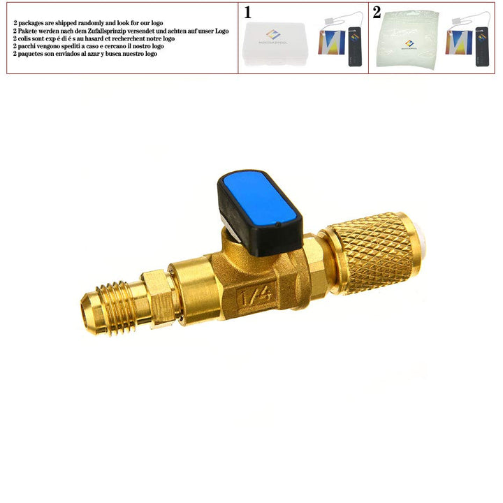 1PC HVAC A/C Straight Shut-Off Ball Valve Adapter Tool for R410A R134A 1/4'' Auto Air Condition Refrigeration Tools