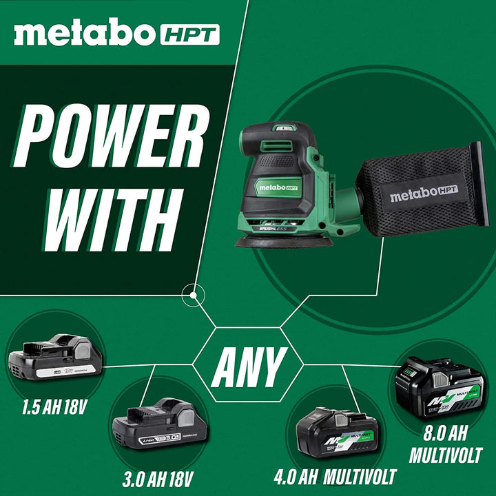 Metabo HPT 18V Multivolt™ Cordless 5-Inch Random Orbit Sander | Tool Only - No Battery | Variable Speed | Brushless Motor | Electric Brake | SV1813DAQ4