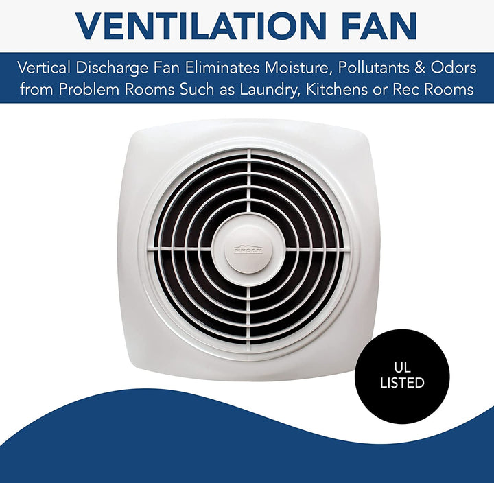 -Nutone 505 Exhaust Fan, White Vertical Discharge Ceiling Ventilation Fan, 8.5 Sones, 200 CFM, 8"