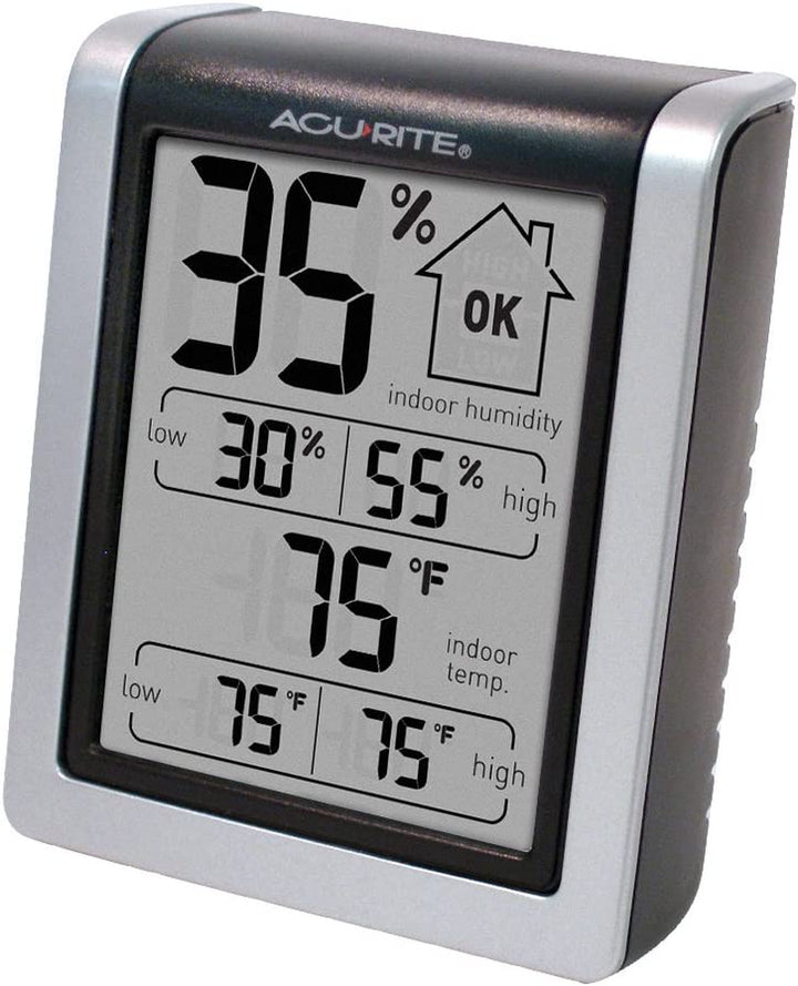 Acurite 00613 Digital Hygrometer & Indoor Thermometer Pre-Calibrated Humidity Gauge, 3" H X 2.5" W X 1.3" D, Black