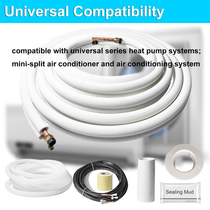 Mini Split Installation Kit 25Ft Mini Split Line Set Insulated Coil Copper Pipes 1/4 &3/8 Inch Ac Copper Tubing for Air Conditioner HVAC Refrigeration and Heating Pump System Equipment