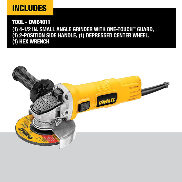 Angle Grinder, One-Touch Guard, 4-1/2 -Inch (DWE4011), Yellow, Small