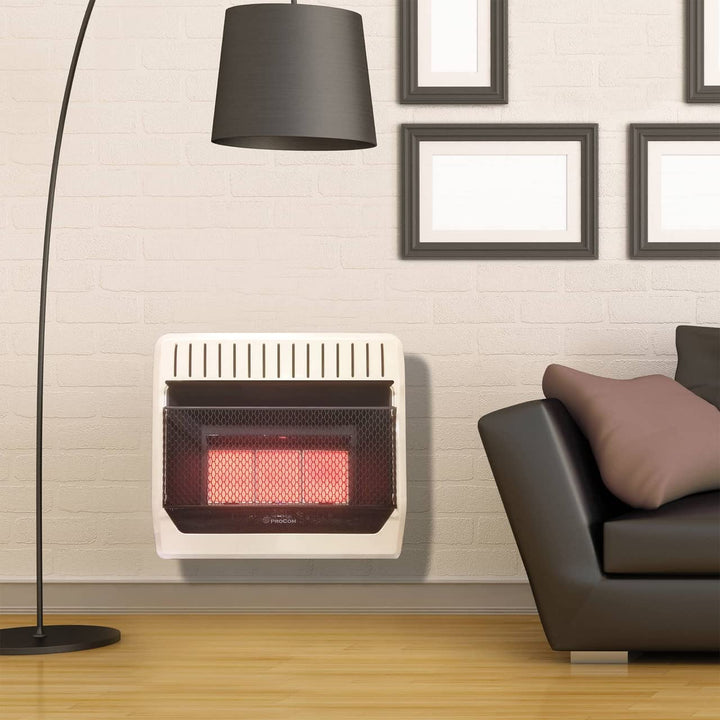Natural Gas Vent Free Infrared Gas Space Heater - 30,000 BTU, T-Stat Control - Model# MN3PTG, White