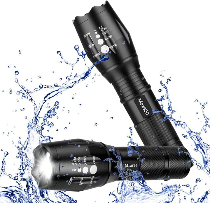 4 Pack Military Grade Tactical LED 2000 Lumen 5 Modes Zoomable Flashlight Torch for Camping, Emergency, Hurricane, Hiking