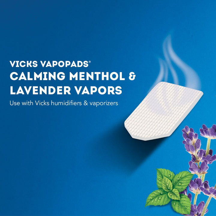 Vicks Calming Menthol and Lavender Vapopads for Vicks Humidifiers, Vaporizers and Plug-Ins, 12 Pack