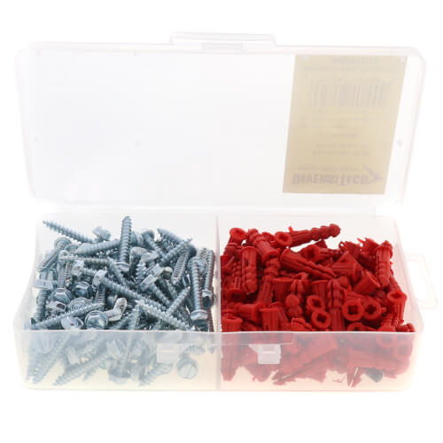 #10 x 1-1/4" Plastic Anchor Kit For Sheet Rock With Screws and Masonry Bit