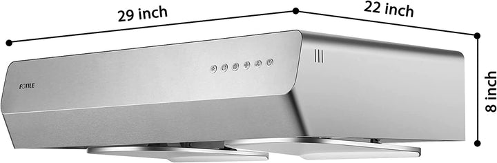 FOTILE Pixie Air UQS3001 30” Stainless Steel under Cabinet Range Hood, 800 EQUIV. CFM Kitchen over Stove Exhaust Vent with LED Lights Dual AC Motors and Mechanical Buttons