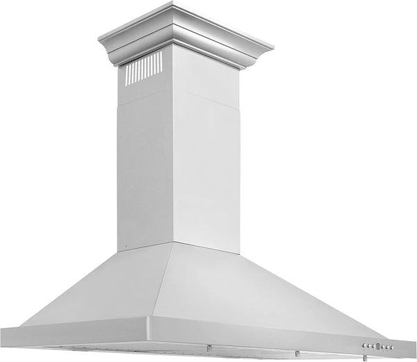 ZLINE 48 In. Convertible Vent Wall Mount Range Hood in Stainless Steel with Crown Molding (KBCRN-48)