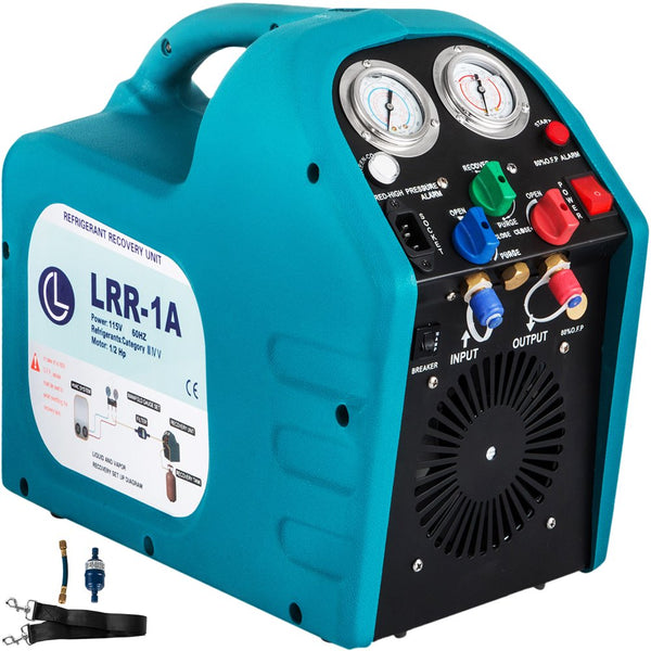 1/2Hp Refrigerant Recovery Machine Portable 115V AC Refrigerant Recycling Machine Automotive HVAC 558Psi Refrigerant Recovery Unit Air Conditioning Repair Tool (115V)