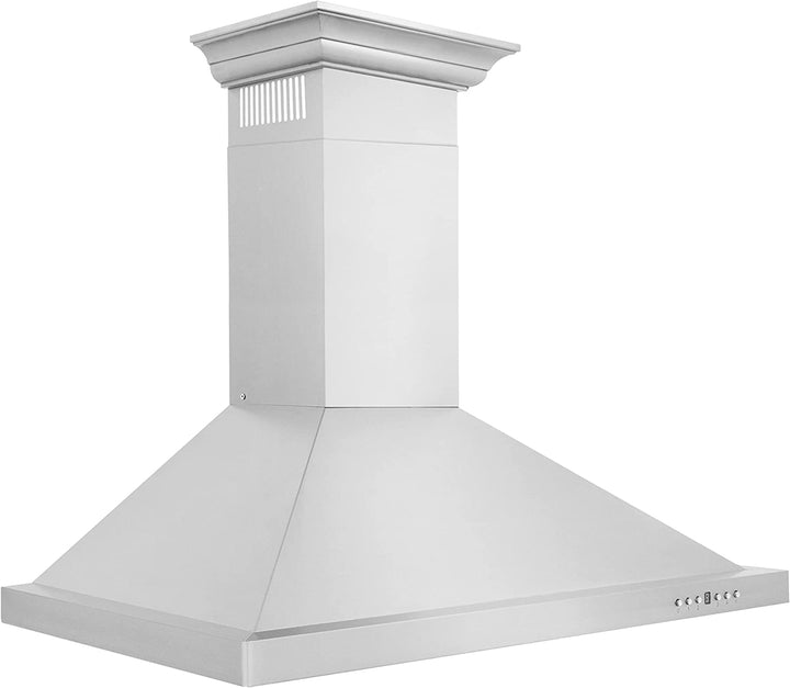 ZLINE 48 In. Convertible Vent Wall Mount Range Hood in Stainless Steel with Crown Molding (KBCRN-48)