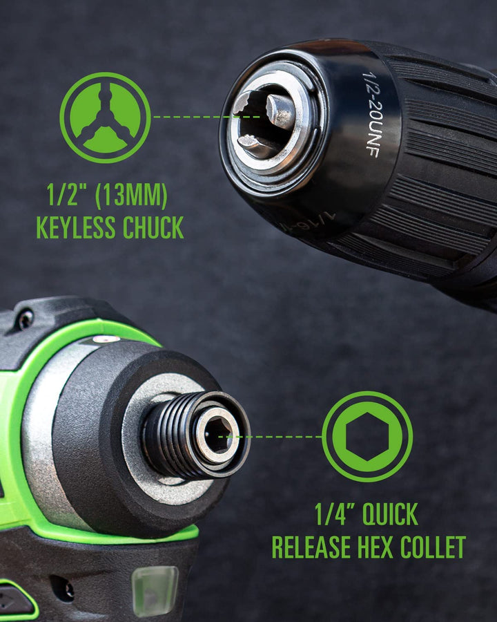 Greenworks 24V Trubrushless™ Cordless Drill + Impact Driver Combo, (2) 2.0Ah Batteries and Compact Charger Included