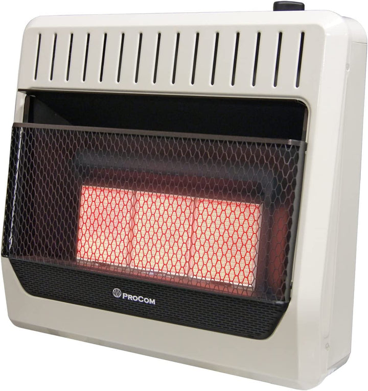 Natural Gas Vent Free Infrared Gas Space Heater - 30,000 BTU, T-Stat Control - Model# MN3PTG, White