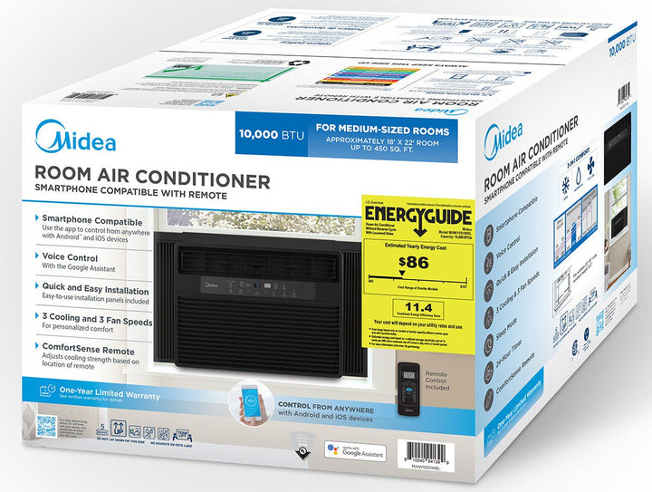 10,000 BTU 115V Smart Window Air Conditioner with Comfortsense Remote, Black, MAW10S1WBL
