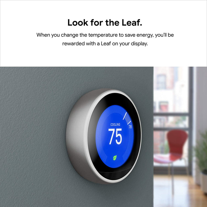 Nest Learning Thermostat - Programmable Smart Thermostat for Home - 3Rd Generation Nest Thermostat - Works with Alexa - Stainless Steel