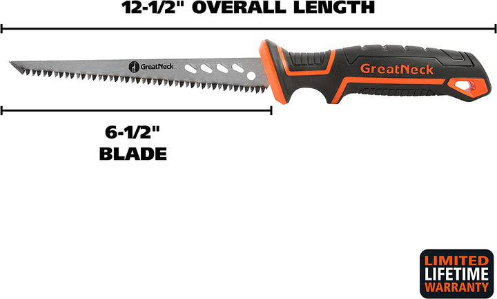Greatneck 74026 Rasping Jab Saw, Drywall Cutter, Hand Saw for Drywall, for Keyhole Saw Kit, Sheetrock Saw, Ergonomic Handle, 8 TPI