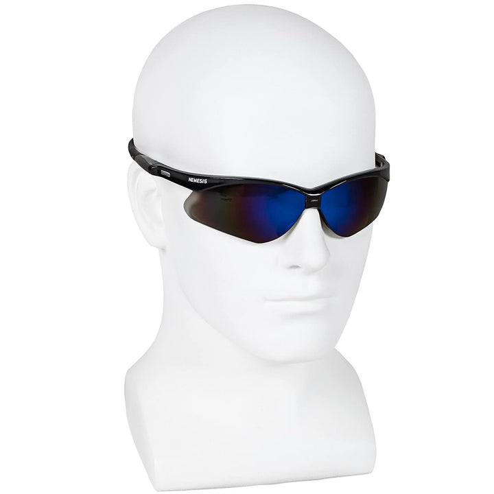 Kleenguard V30 Nemesis Safety Glasses (14481), Blue Mirror Lenses with Black Frame, 12 Pairs per Case