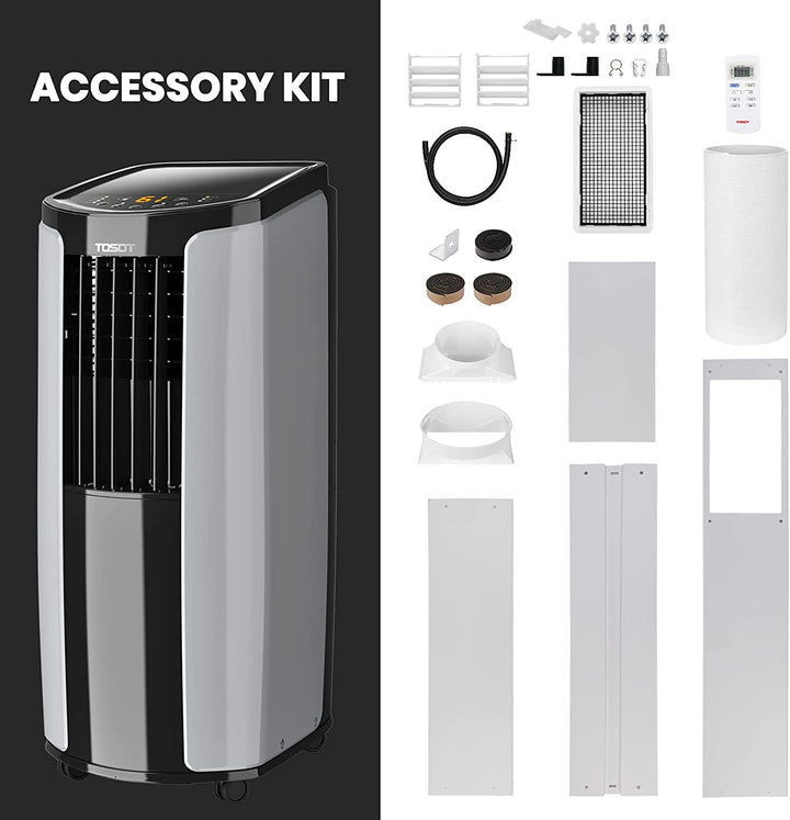 8,000 BTU(ASHRAE) 5,000 BTU (DOE) Portable Air Conditioner Quiet, Remote Control, Built-In Dehumidifier, Fan, Easy Window Installation Kit - Cool Rooms up to 300 Square Feet