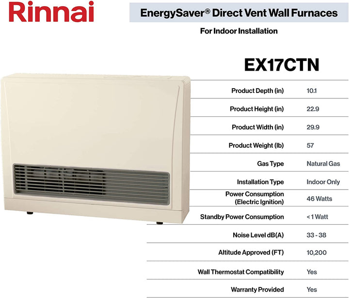 EX17CTN Space Heater Wall Furnace, Direct Vent, Natural Gas (16.7K BTU)