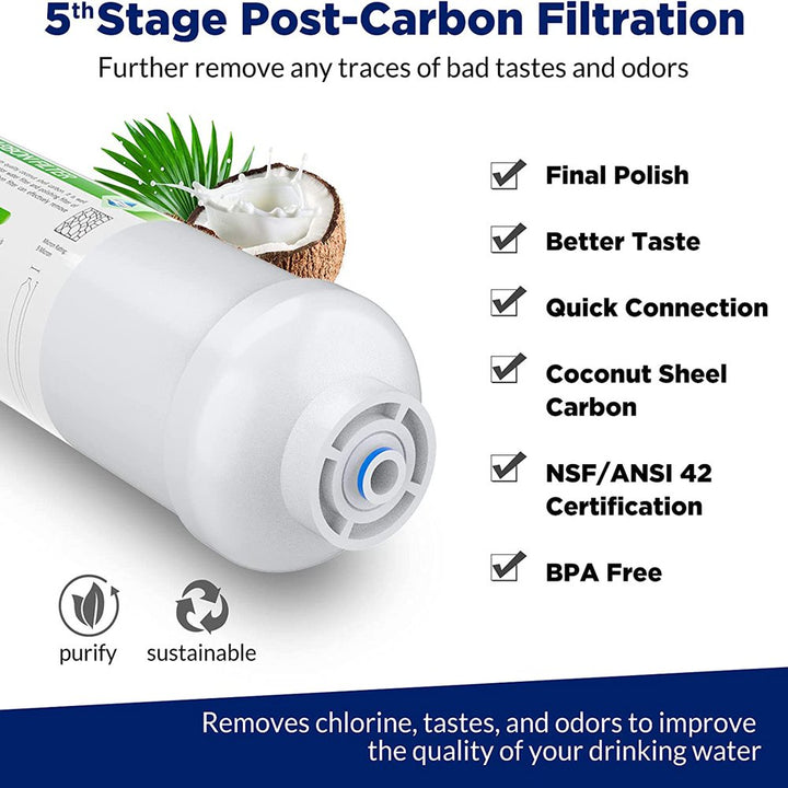 Reverse Osmosis Filter Replacement,  75 GPD Complete Replacement Filter Set for under Sink 5-Stage Reverse Osmosis Replacement Water Filter System