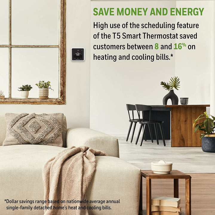 New 2023!  RTH8800WF2022, T5 Wifi Smart Thermostat, 7 Day-Programmable Touchscreen, Alexa Ready, Geofencing Technology, Energy Star, C-Wire Required