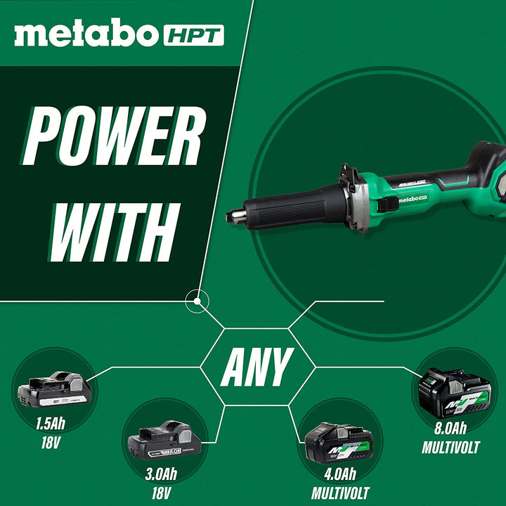 Metabo HPT 18V Multivolt Cordless Die Grinder | Tool Only - No Battery | 2-Inch Wheel Diameter | Variable Speed | Slide Switch | GP18DAQ4