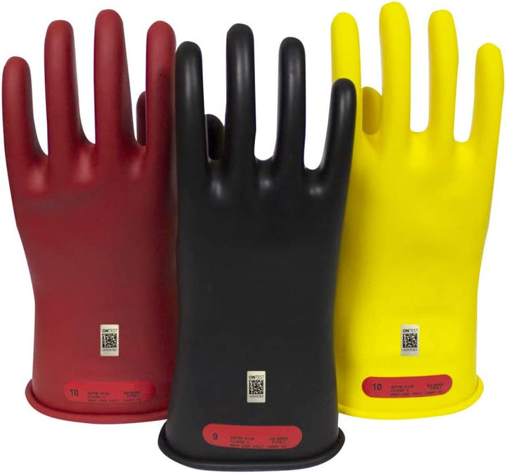 Class 0 Black Rubber Voltage Insulating Gloves, Max. Use Voltage 1000V AC/1500V DC (GC0B11)