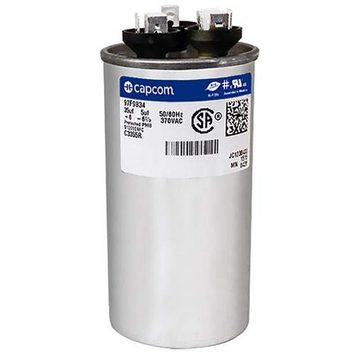 C3355R Capacitor Dual Run round 35/5 UF MFD 370V VAC 97F9834 (Replace Old GE# Z97F9834) 35 and 5 MFD at 370V