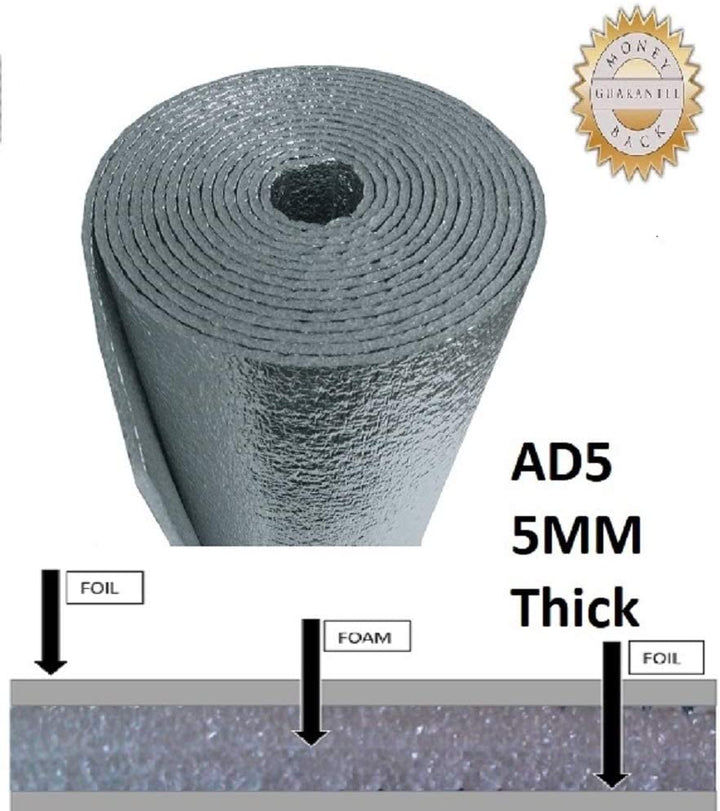 Reflective Insulation Shield, Heat Shield, Thermal Insulation Shield Vapor Barrier (24" X 25 FT) 50Sqft R8 Water Proof Meets All Fire Codes (1/4 Inch Thick) (One Pack)