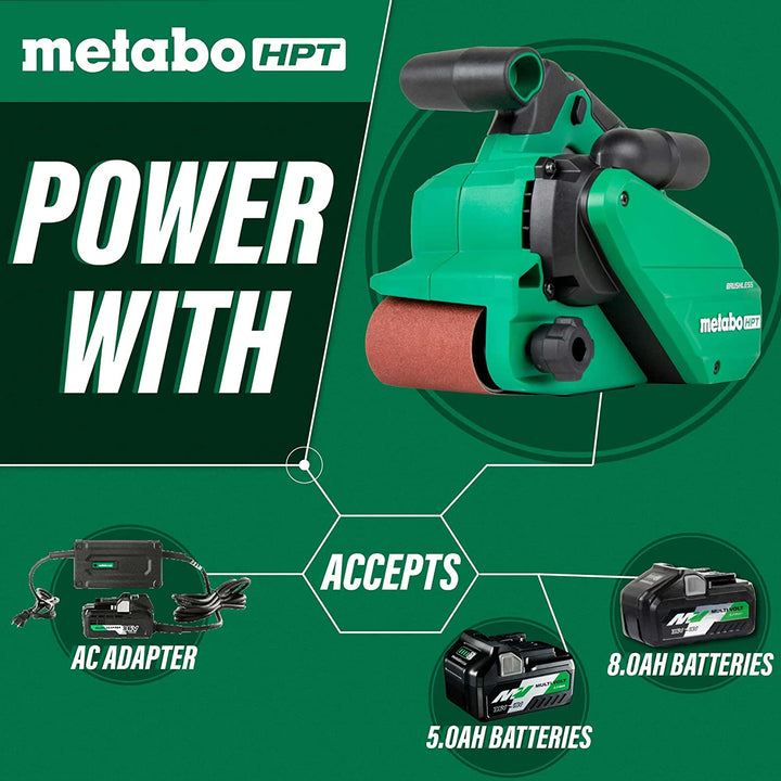 Metabo HPT 36V Multivolt™ Cordless Belt Sander | Tool Only - No Battery | 3-Inch X 21-Inch Belt Size | Variable Speed - 6 Settings | Optional AC Adapter | SB3608DAQ4