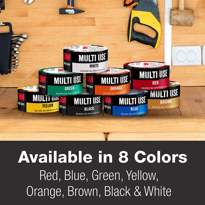 Multi-Use Colored Duct Tape, Black with Strong Adhesive and Water-Resistant Backing, Multi-Surface  Duct Tape for Indoor and Outdoor Use, 1.88 Inches X 20 Yards, 1 Roll
