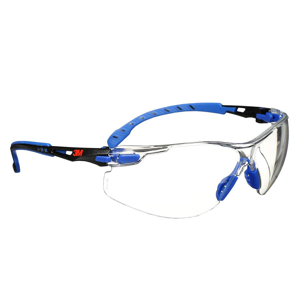 Safety Glasses Solus 1000 Series ANSI Z87 Scotchgard Anti-Fog Clear Lens Low Profile Blue/Black Frame
