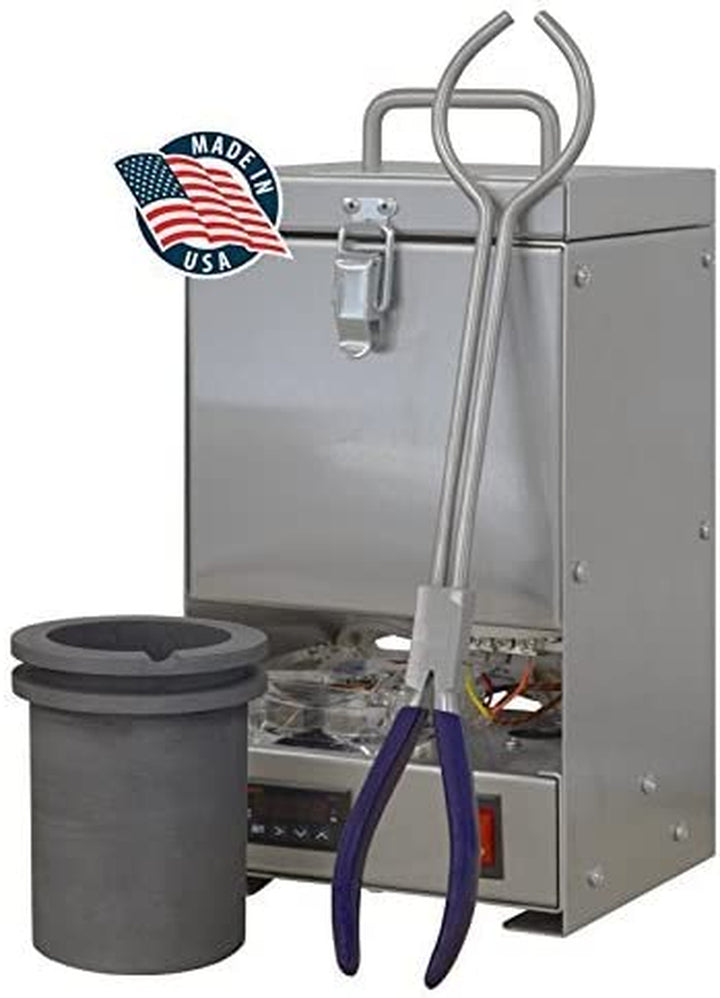 Tabletop Quikmelt 100Oz PRO-100 Stainless Steel Electric Melting Furnace W/Tongs & Crucible for Gold Silver Precious and Non Precious Metal Jewelry Making Foundry Furnace Kiln-120 Volt Metal Smelter