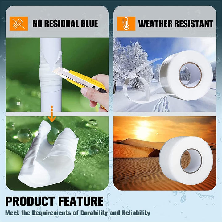 Super Strong Waterproof Tape Stop Leaks Seal Repair Tape Performance Self-Fluxing Silicone Tape Adhesive Insulating Duct Tapes,Adhesive-Free Multipurpose Tape. (D)