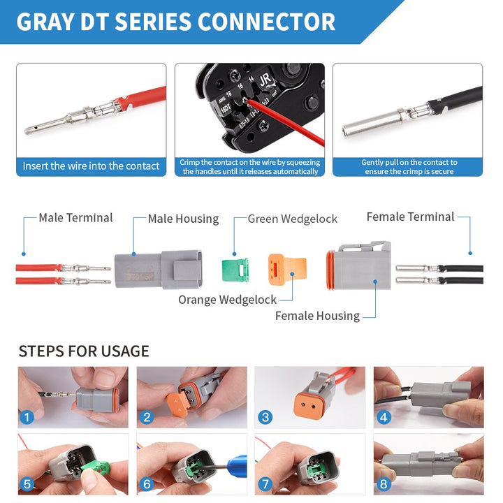 416PCS Deutsch Connector Kit,2,3,4,6,8,12 Pin Connector with Terminals Removal Tool, Waterproof Automotive Electrical DT Connector Plug for Truck,Bus,Car,Scooter,Marine,Motorcycle Wiring