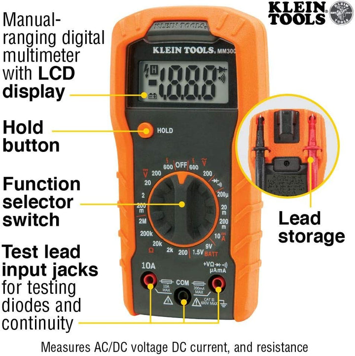69149P Electrical Test Kit with Digital Multimeter, Noncontact Voltage Tester and Electrical Outlet Tester, Leads and Batteries