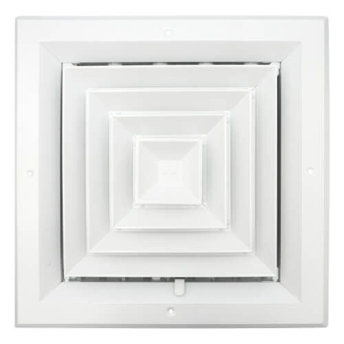 10" x 10" (Wall Opening Size) 4-Way Aluminum Square Ceiling Diffuser (White)