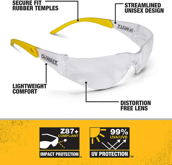 DPG54-1D Protector Clear High Performance Lightweight Protective Safety Glasses with Wraparound Frame