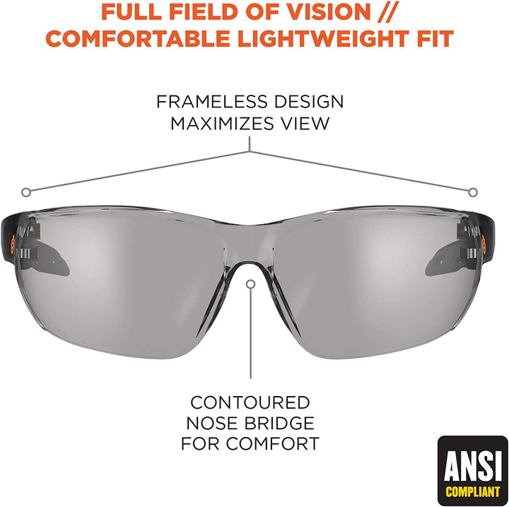 Skullerz VALI Frameless Safety Glasses, Lightweight, anti Fog Smoke Lens