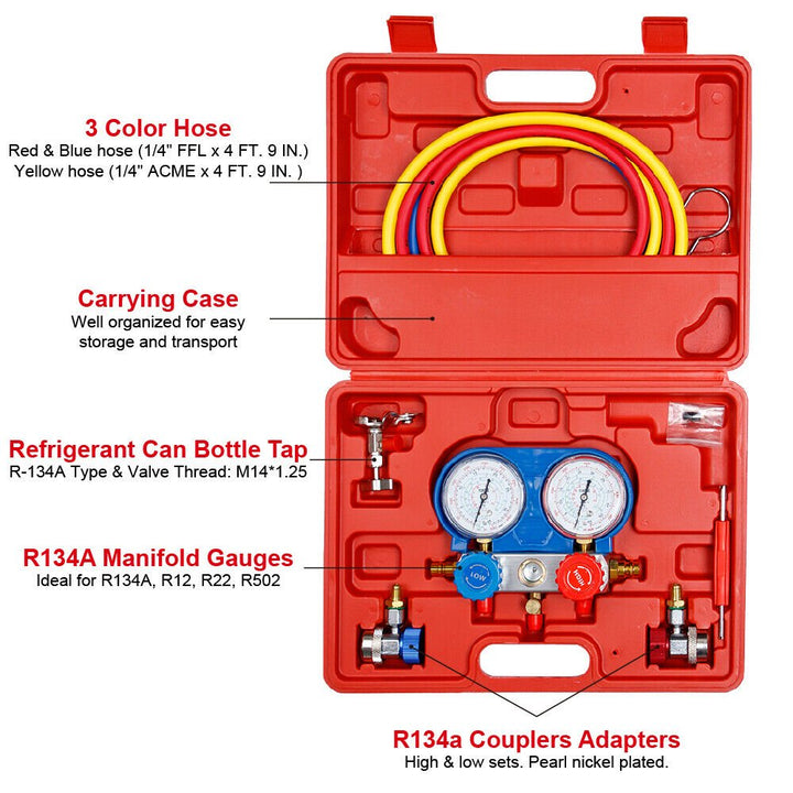R134A R410A HVAC Manifold Gauge Valve Set Air Conditioning Tools Refrigeration Kit AC