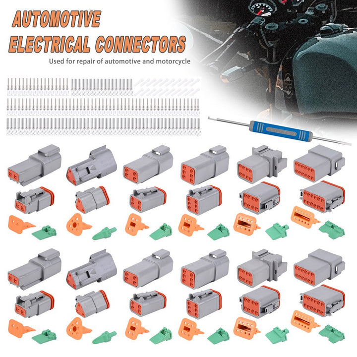 208 PCS Deutsch Connector Kit,2/3/4/6/8/12 Pin Waterproof Automotive Electrical Connectors with RT1B Deutsch Contacts Pin Removal Tool for Car Repair,Motorcycle