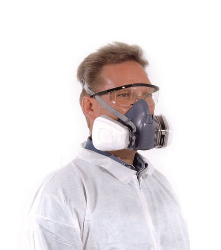Reusable Respirator, Half Face Piece 7501, Use with Bayonet Cartridges/Filters (Not Included) for Gases, Vapors, Dust, Small Size